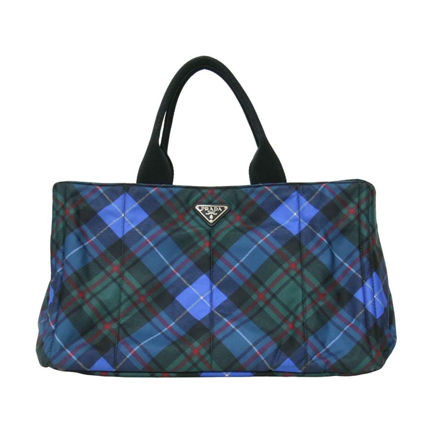 Prada Canapa Check Nylon Tote Bag B1872B In Blue