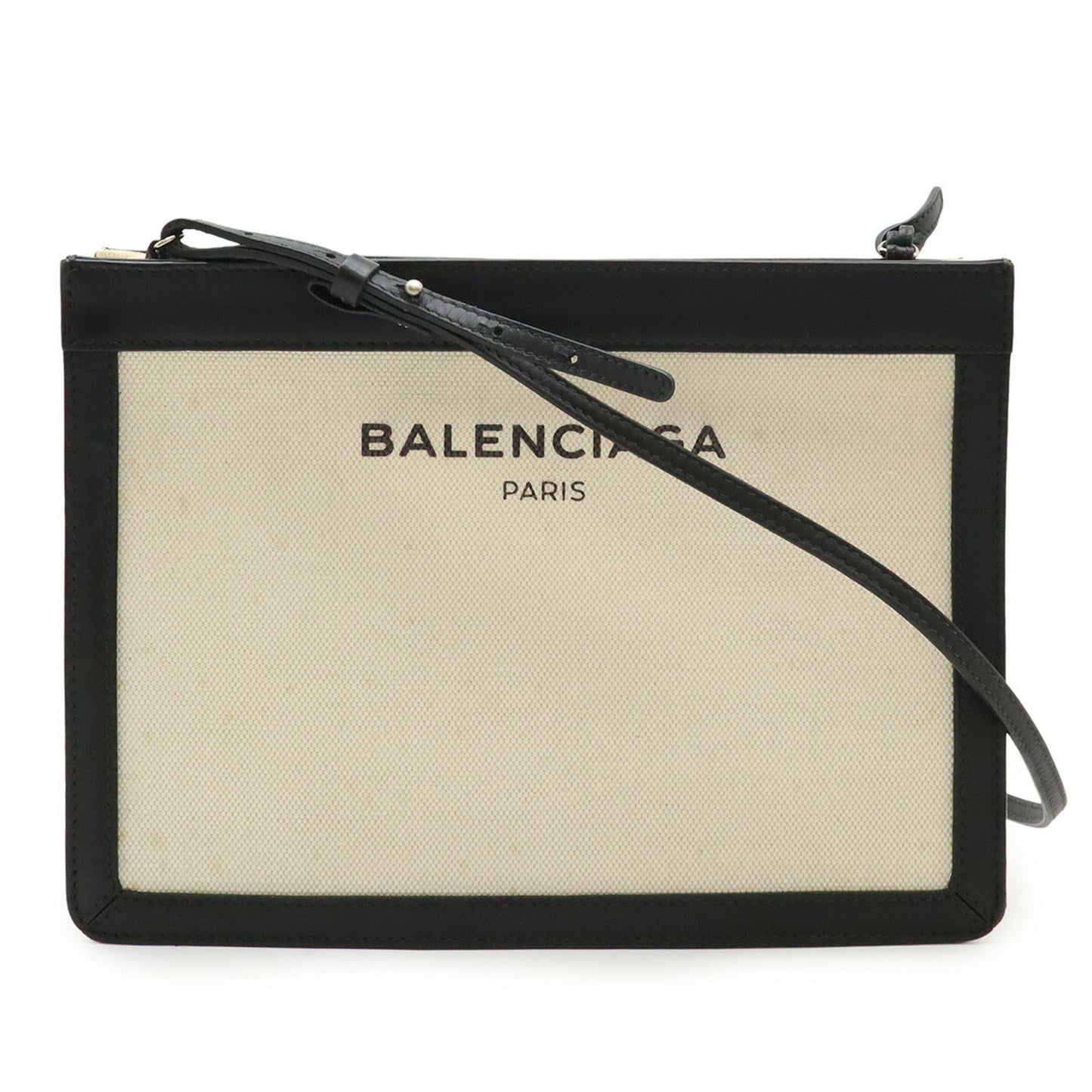 Balenciaga Navy Pochette Shoulder Bag/Clutch Bag In Canvas And Leather