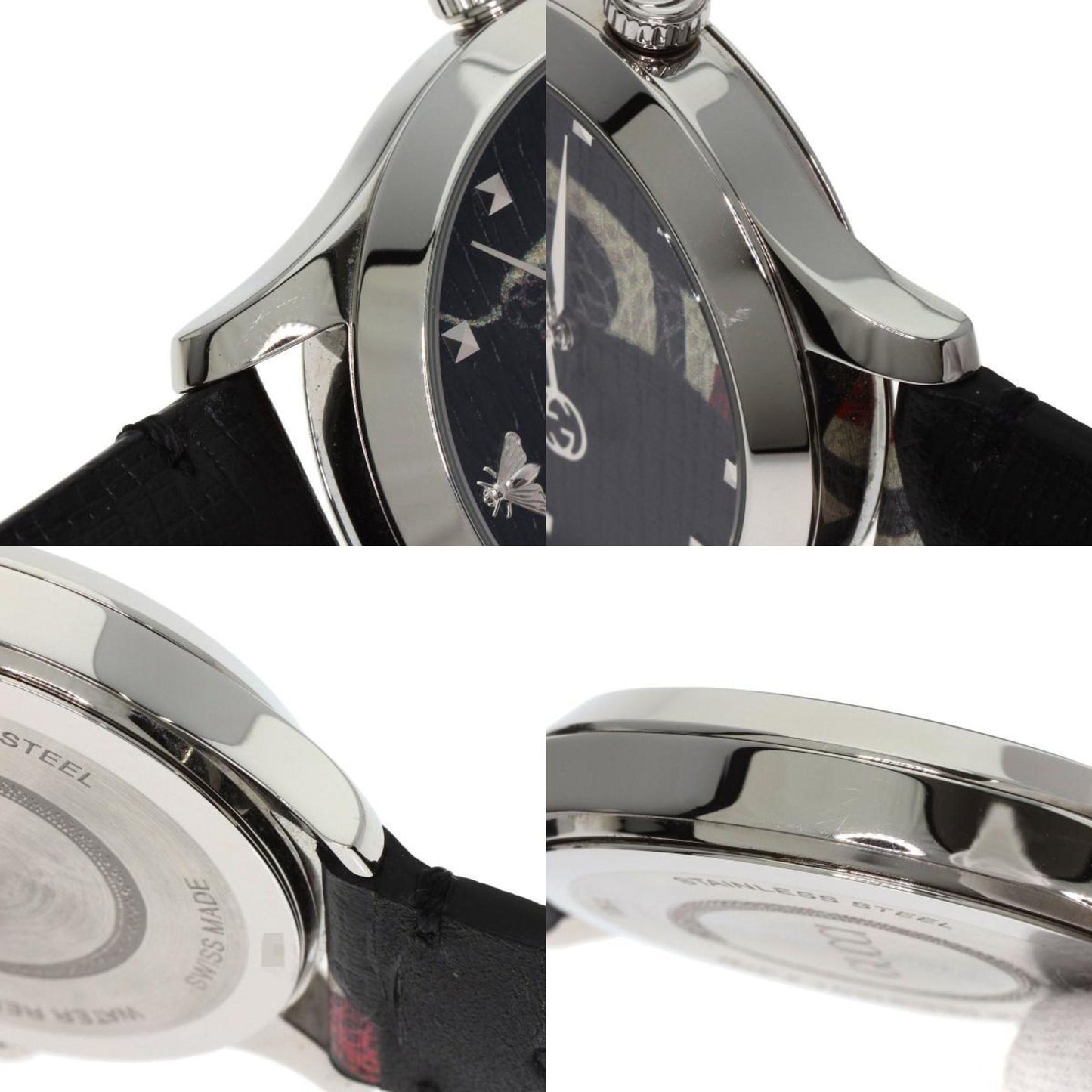 Gucci Ya1264007A G-Timeless Le March Des Merveilles Kingsnake Watch In Stainless Steel And Leather