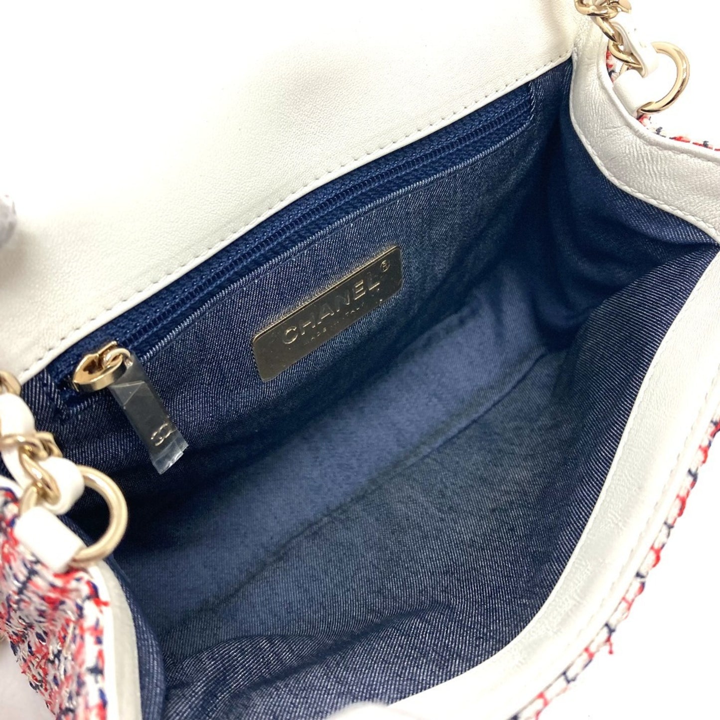 Chanel Cc Coco Mark Flap Pochette Bag Chain Shoulder Leather Tweed