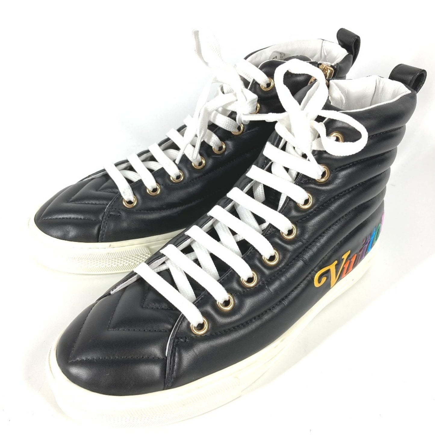 Louis Vuitton Rainbow Stellar Line High-Top Sneakers Cl0149 In Black Leather