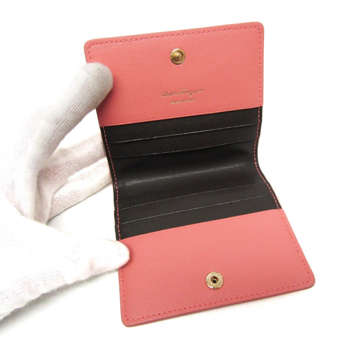 Salvatore Ferragamo Gancini 22 C847 0714814 Leather Card Case Brown