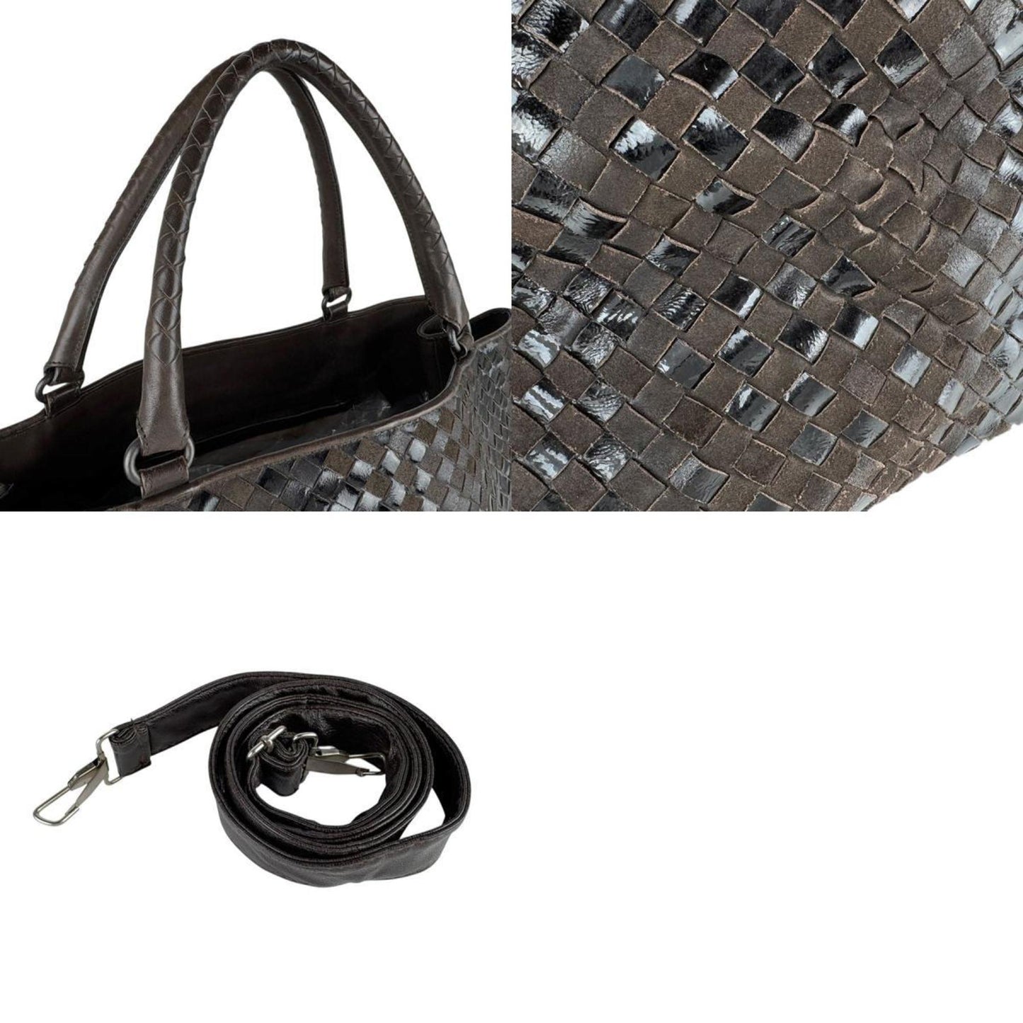 Bottega Veneta Handbag Shoulder Bag Intrecciato Leather Brown X Black