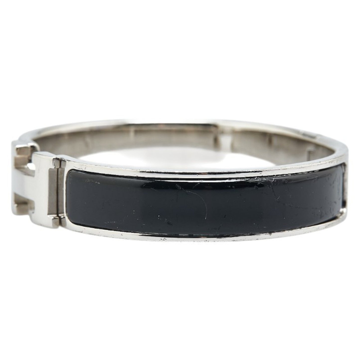 Hermes Click H Pm Bangle Silver Black Metal