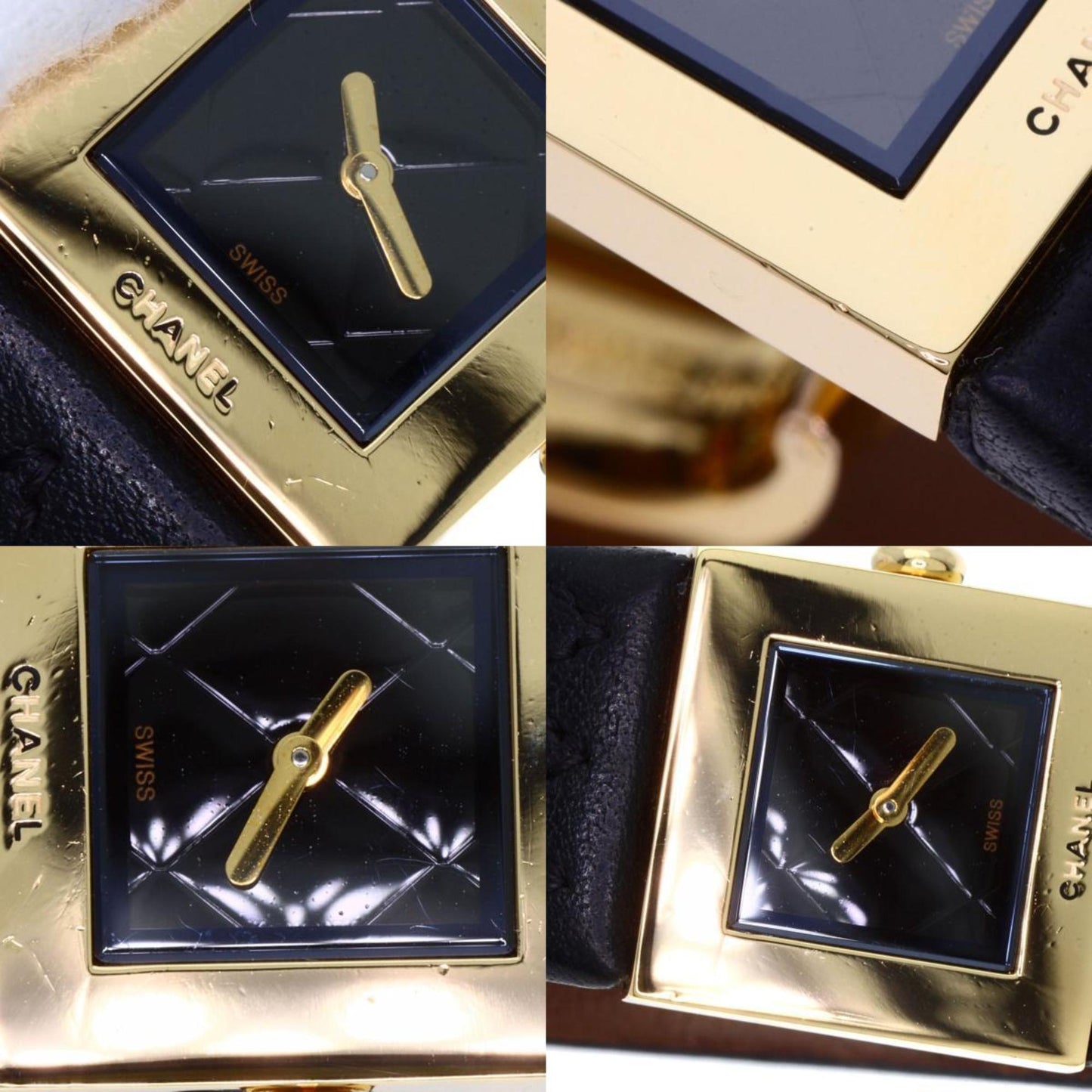 Chanel H0111 Matelasse Watch 18K Yellow Gold Leather