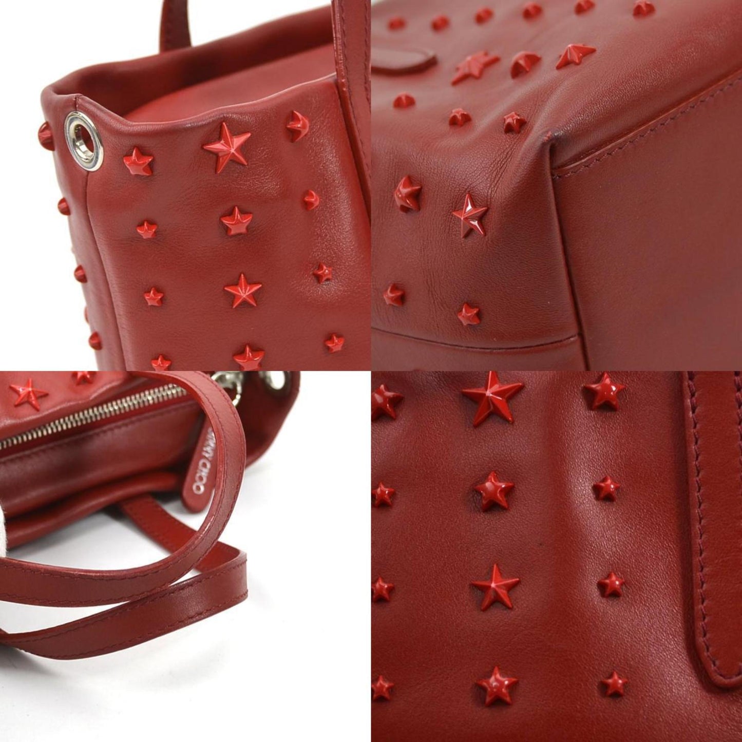Jimmy Choo Handbag Shoulder Bag Leather Red