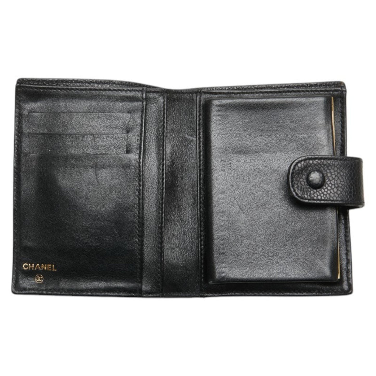 Chanel Coco Mark Bi-Fold Wallet Black Caviar Skin