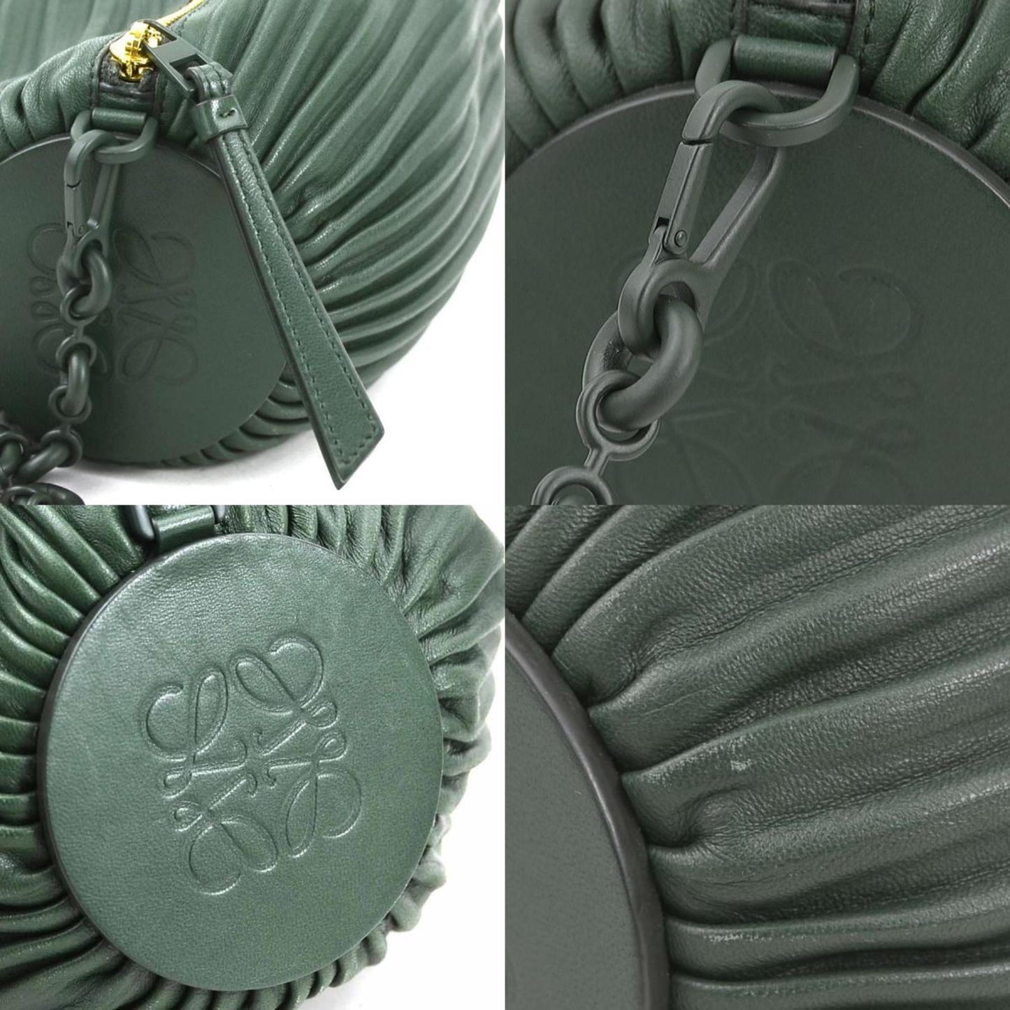 Loewe Shoulder Bag Bracelet Pouch Leather Green