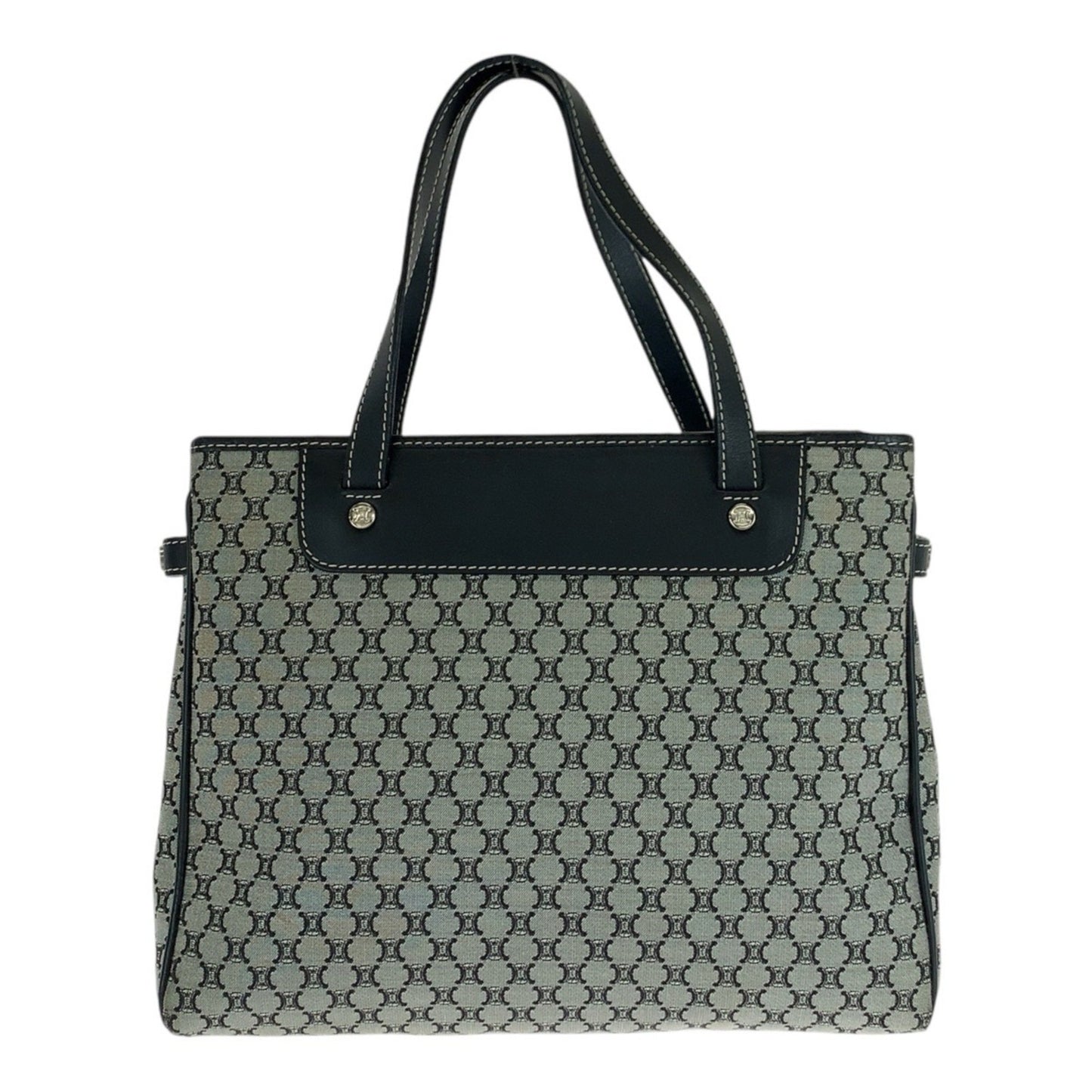 Celine Macadam Grey Black Silver Hardware Canvas Leather Ce00 24 Tote Bag Handbag