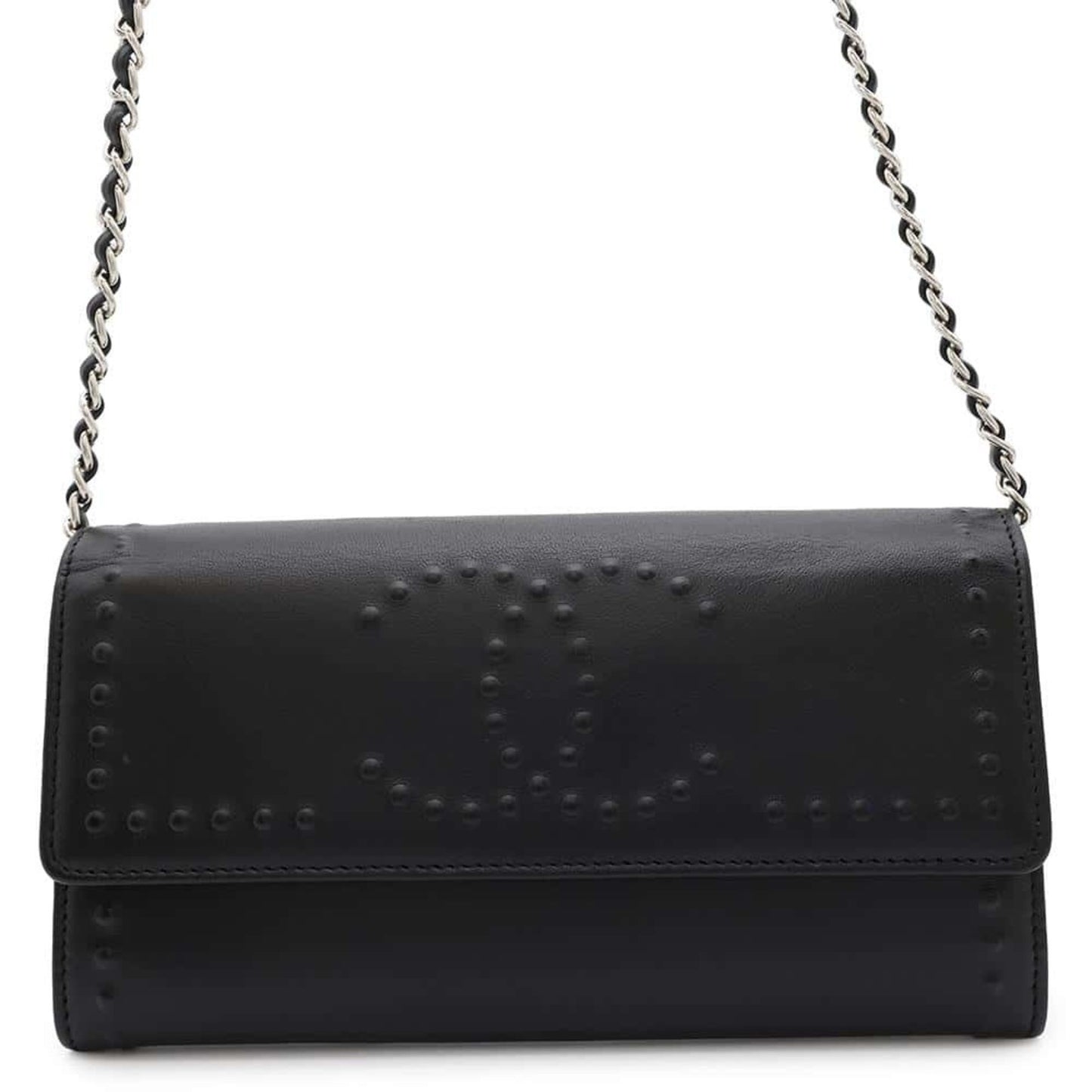 Chanel Chain Wallet Coco Mark Leather Chanel Black