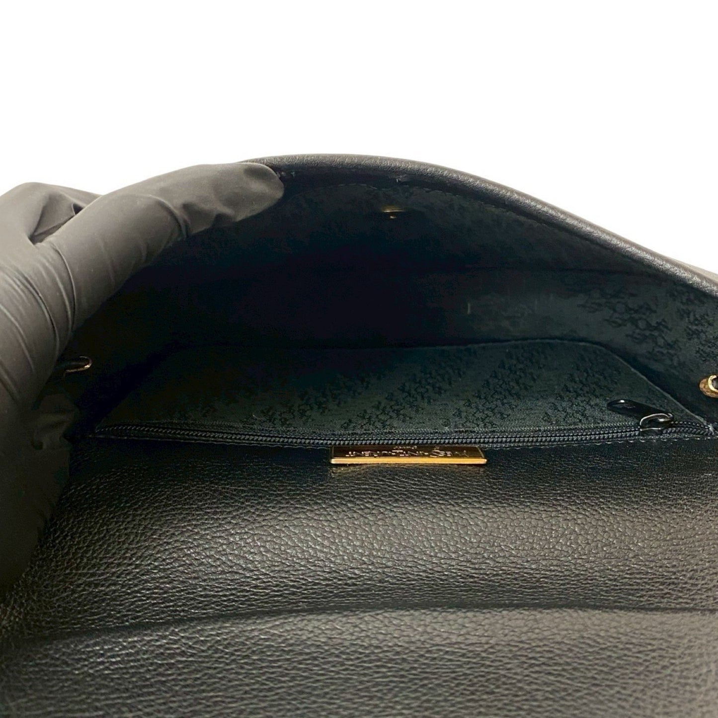 Yves Saint Laurent Ysl Logo Hardware Leather Shoulder Bag Pochette Black 23845