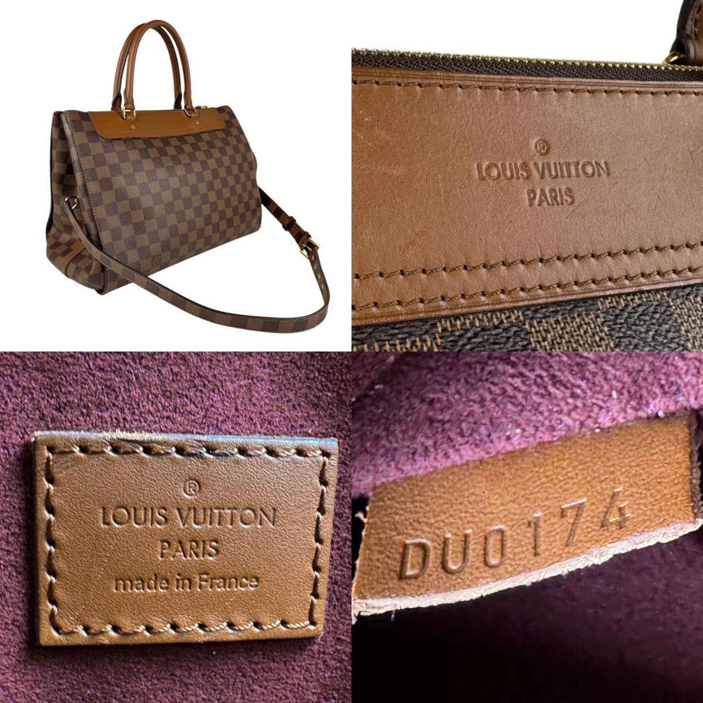Louis Vuitton Damier Greenwich Handbag Shoulder Bag In Brown And Gold