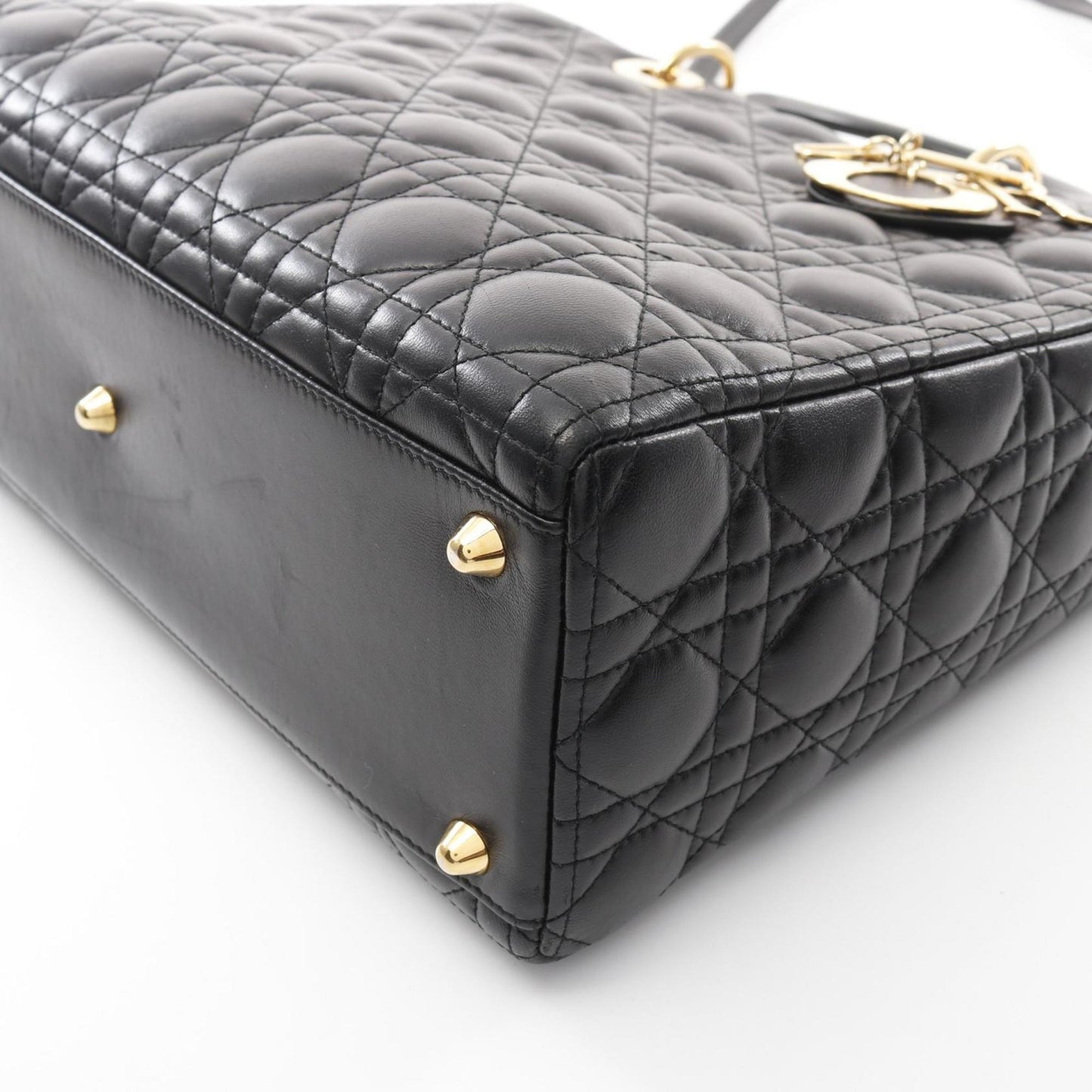 Christian Dior Dior Lady Large Cannage Handbag Leather