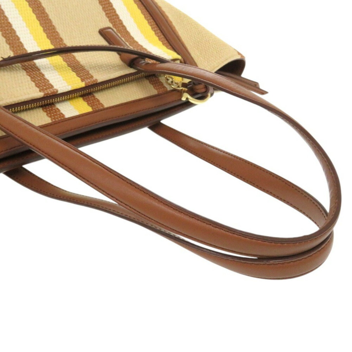 Salvatore Ferragamo Amy Tote Bag Striped Leather Canvas Multicolor 0996Salvatore
