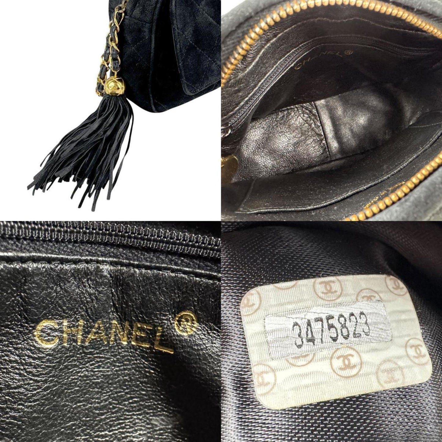 Chanel Shoulder Bag Velvet Black Gold