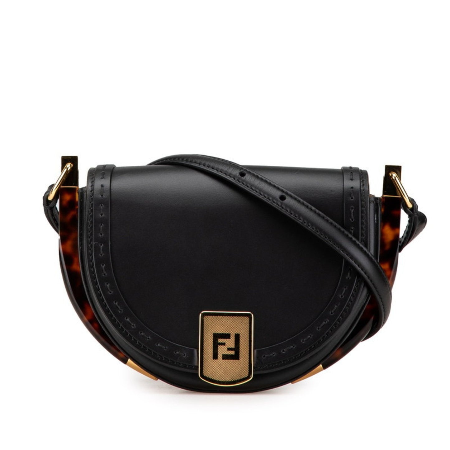 Fendi Moonlight Shoulder Bag 8Bt346 Black Brown Leather