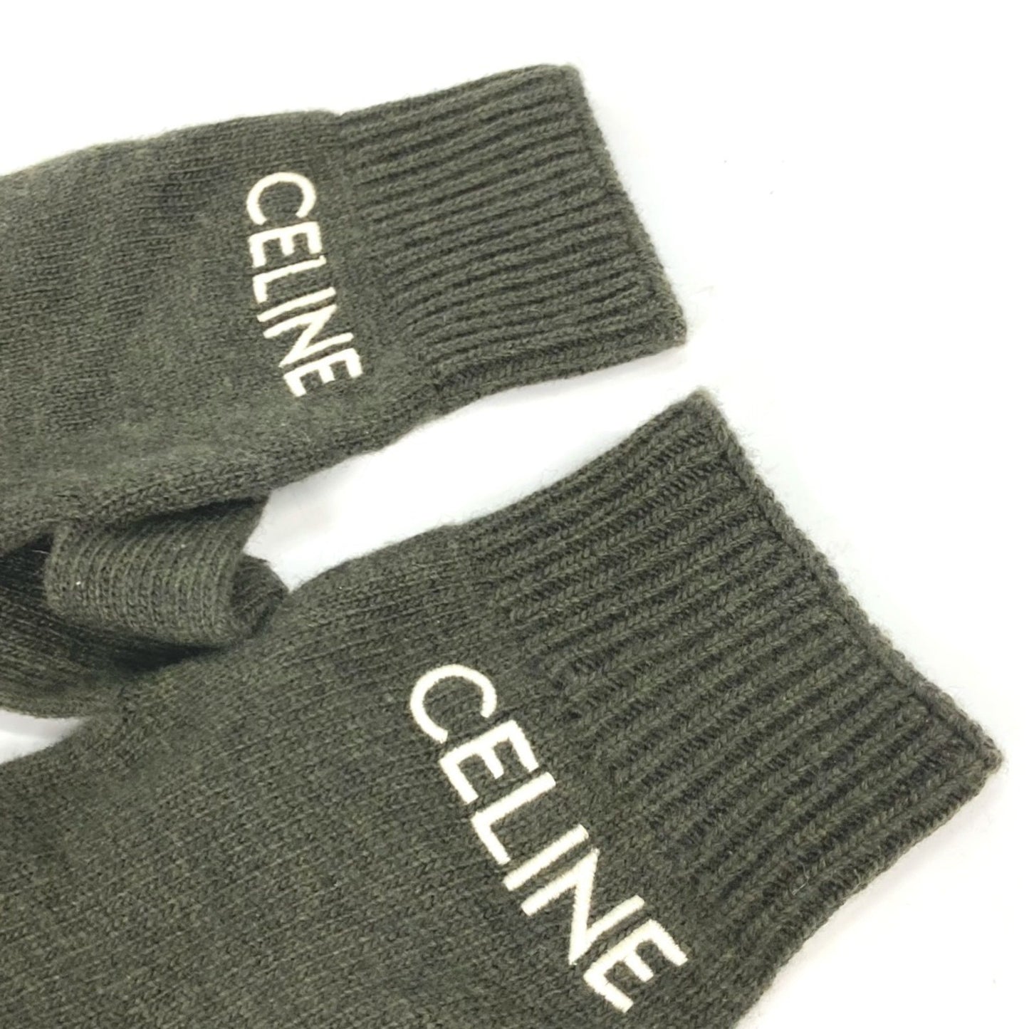 Celine 2Ac55588S Gloves Glove Khaki White