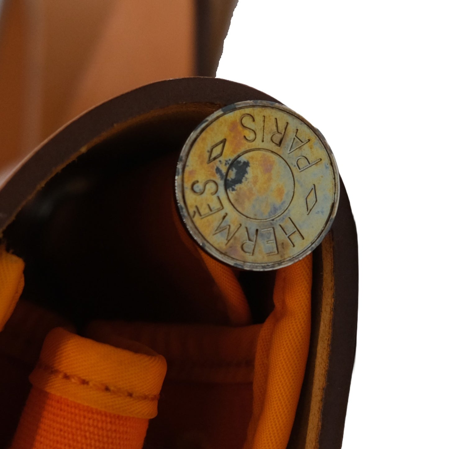 Hermes Hermes Airbag Zip Mm Shoulder Bag Handbag 2Way Toile Officier Leather Orange