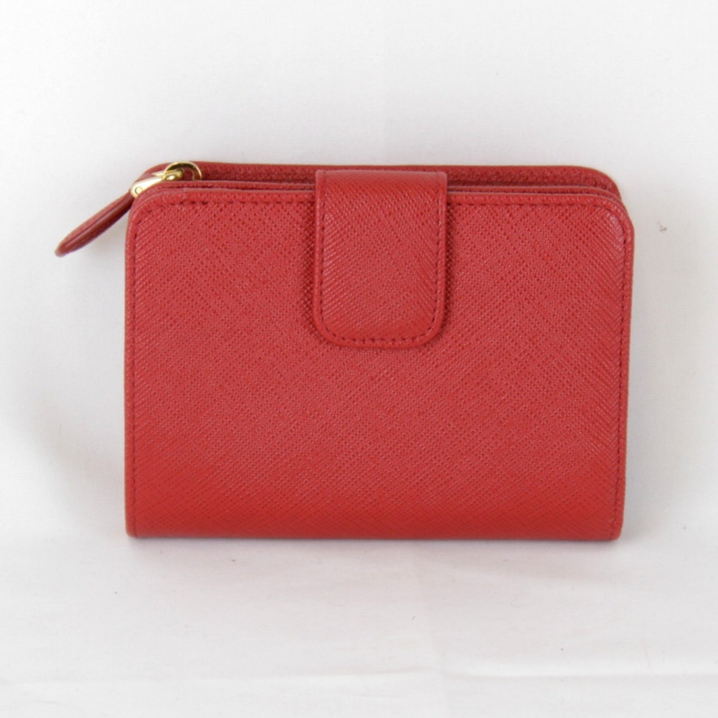 Prada Saffiano Iml018 Bi-Fold Wallet Leather Red
