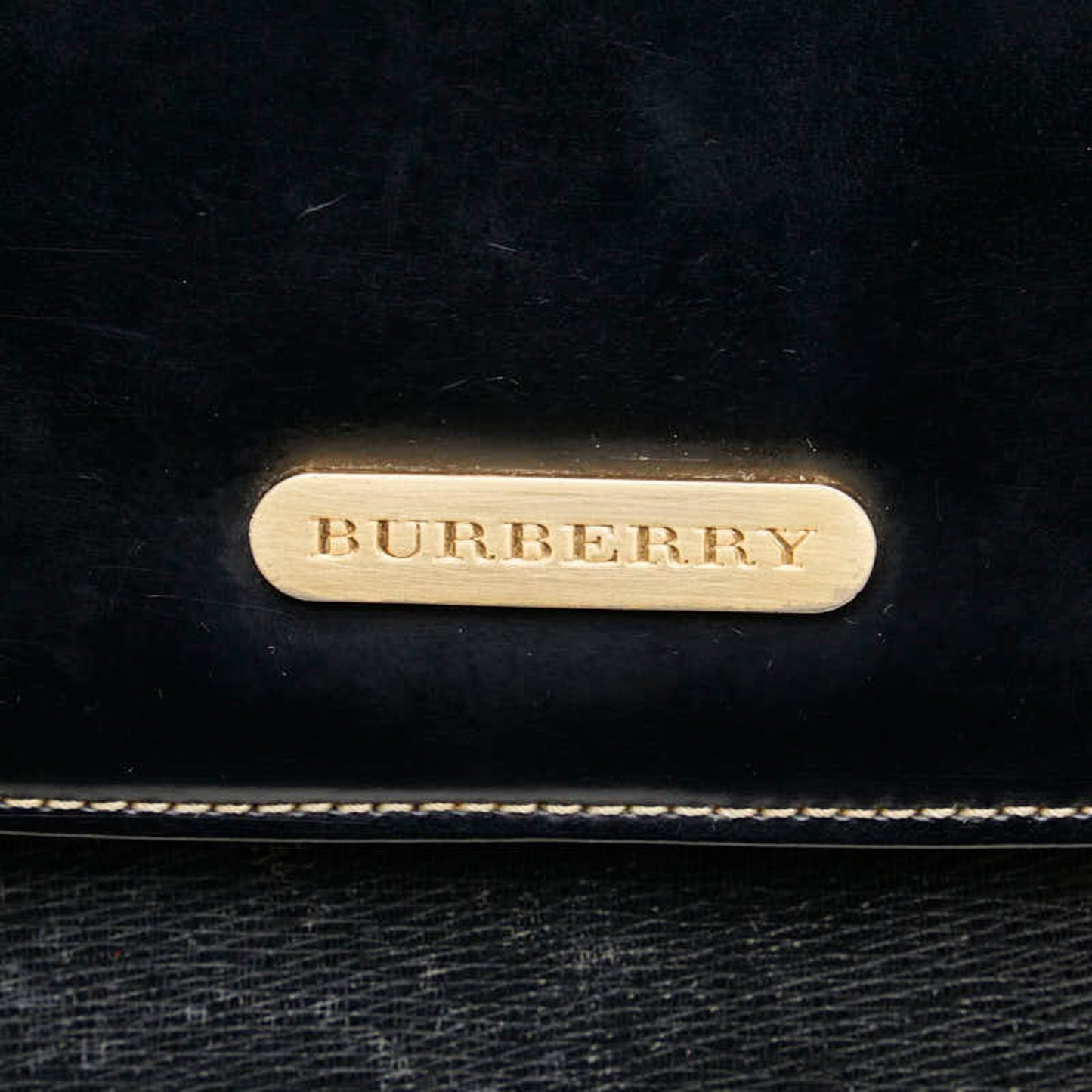 Burberry Nova Check Handbag Shoulder Bag 2Way Black Leather