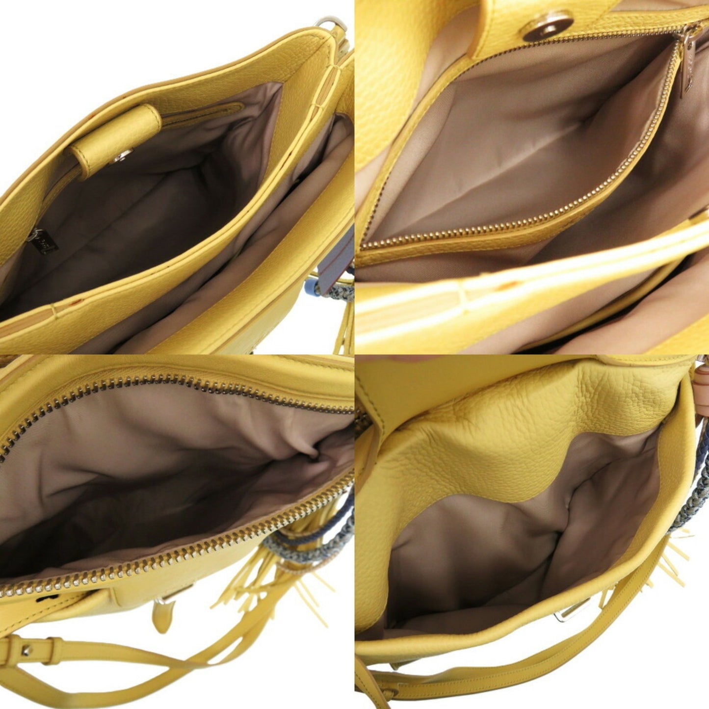 Like New Tod'S Sear D Cube Leather Yellow Shoulder Bag 1136Tod'S