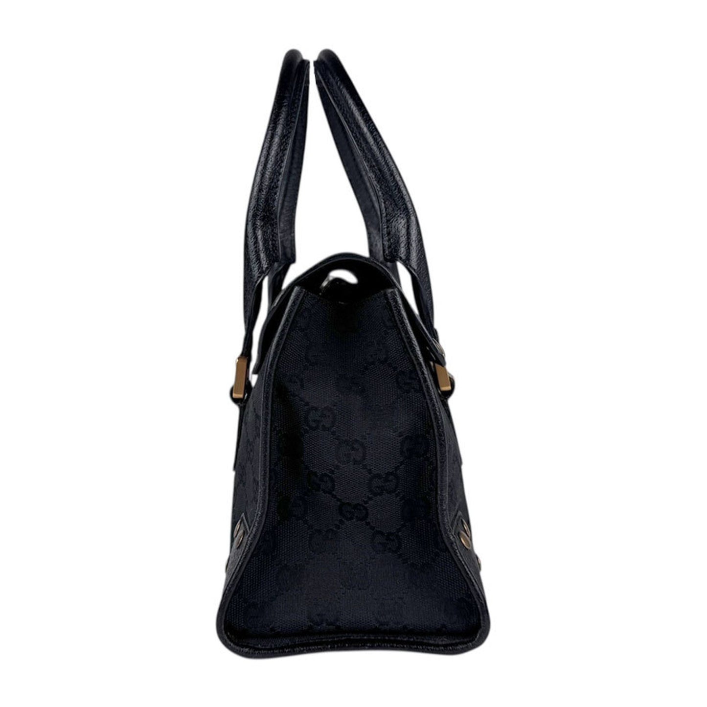 Gucci Handbag Gg Canvas Leather Black Bronze