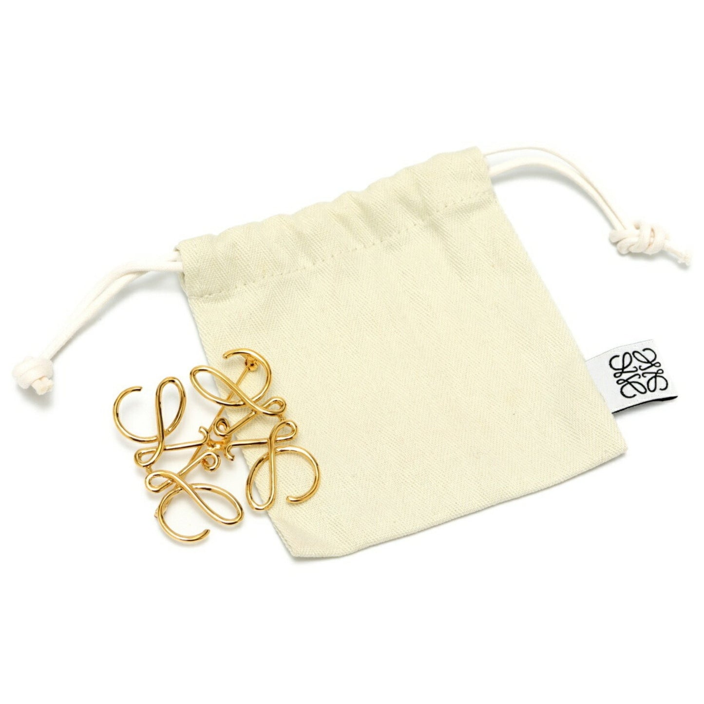 Loewe Anagram Brooch 111.25.020 Metal Gold E-158524