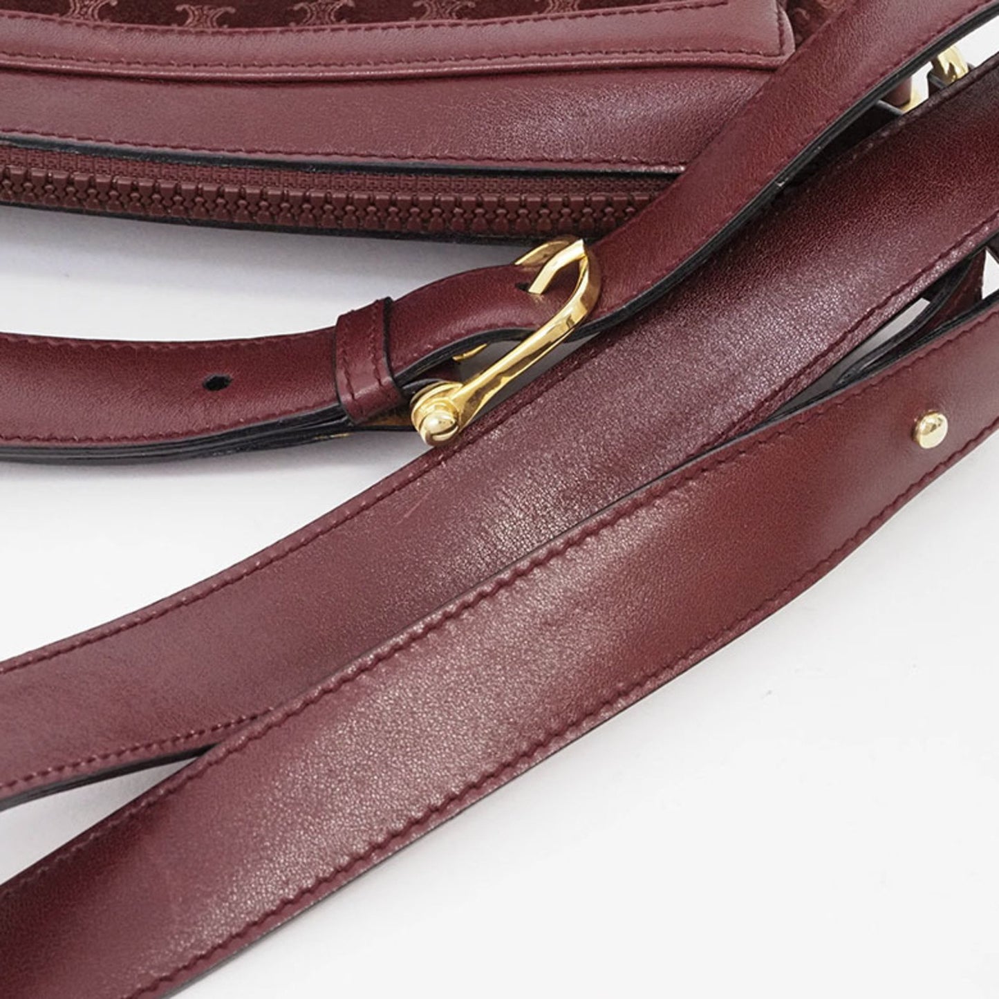 Celine Old Triomphe Suede Shoulder Bag Bordeaux