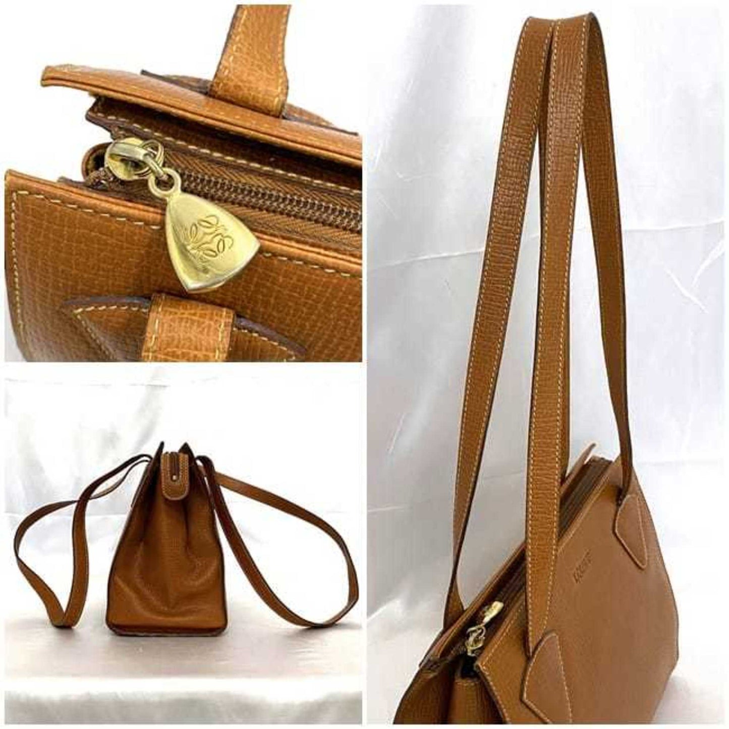 Loewe Shoulder Tote Bag Brown Leather Grain