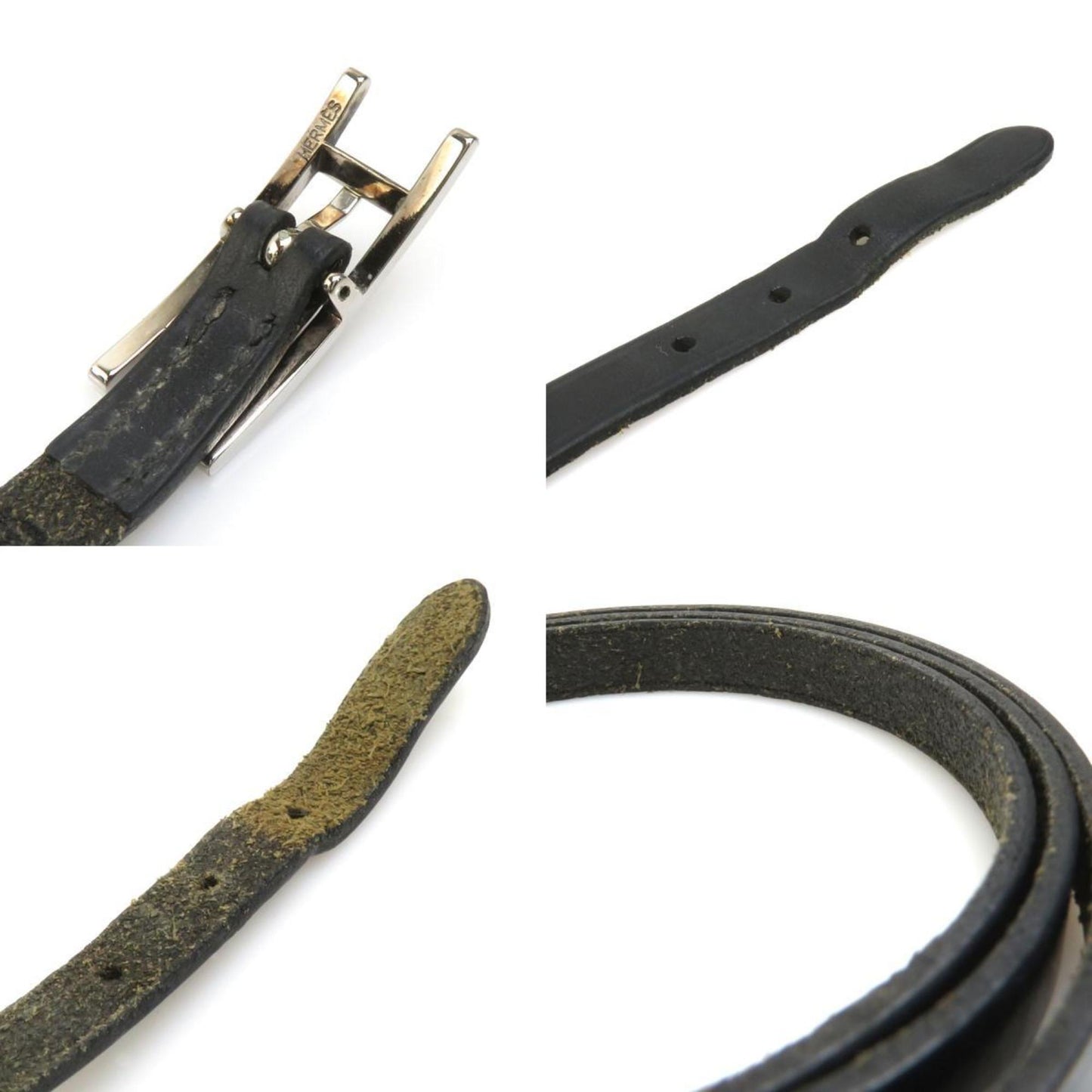 Hermes Herms Api Leather Bracelet In Black