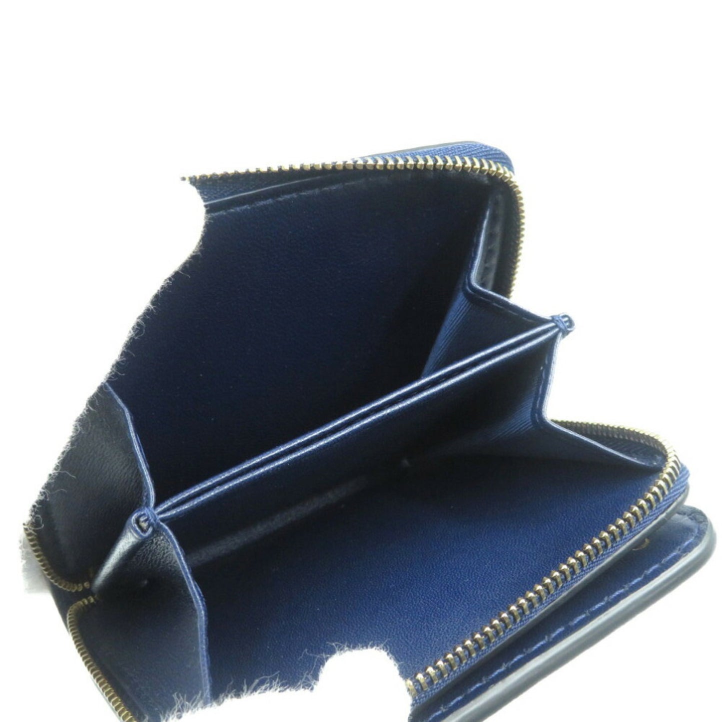 Christian Dior Bee Leather Navy Bi-Fold Wallet 1128