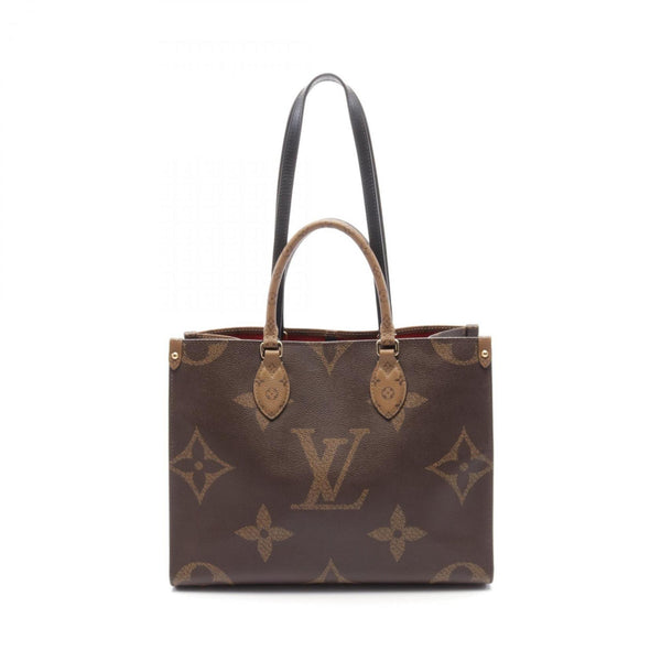 Louis Vuitton On The Go Mm Tote Bag Coated Canvas Leather Monogram Giant Reverse