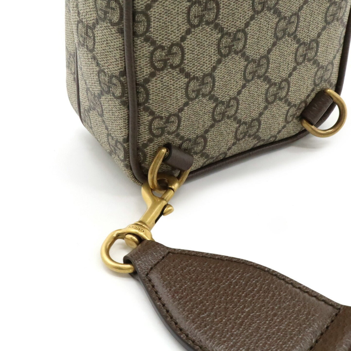 Gucci Ophidia Gg Supreme Body Bag Shoulder Sherry Line Pvc Beige Brown 752565