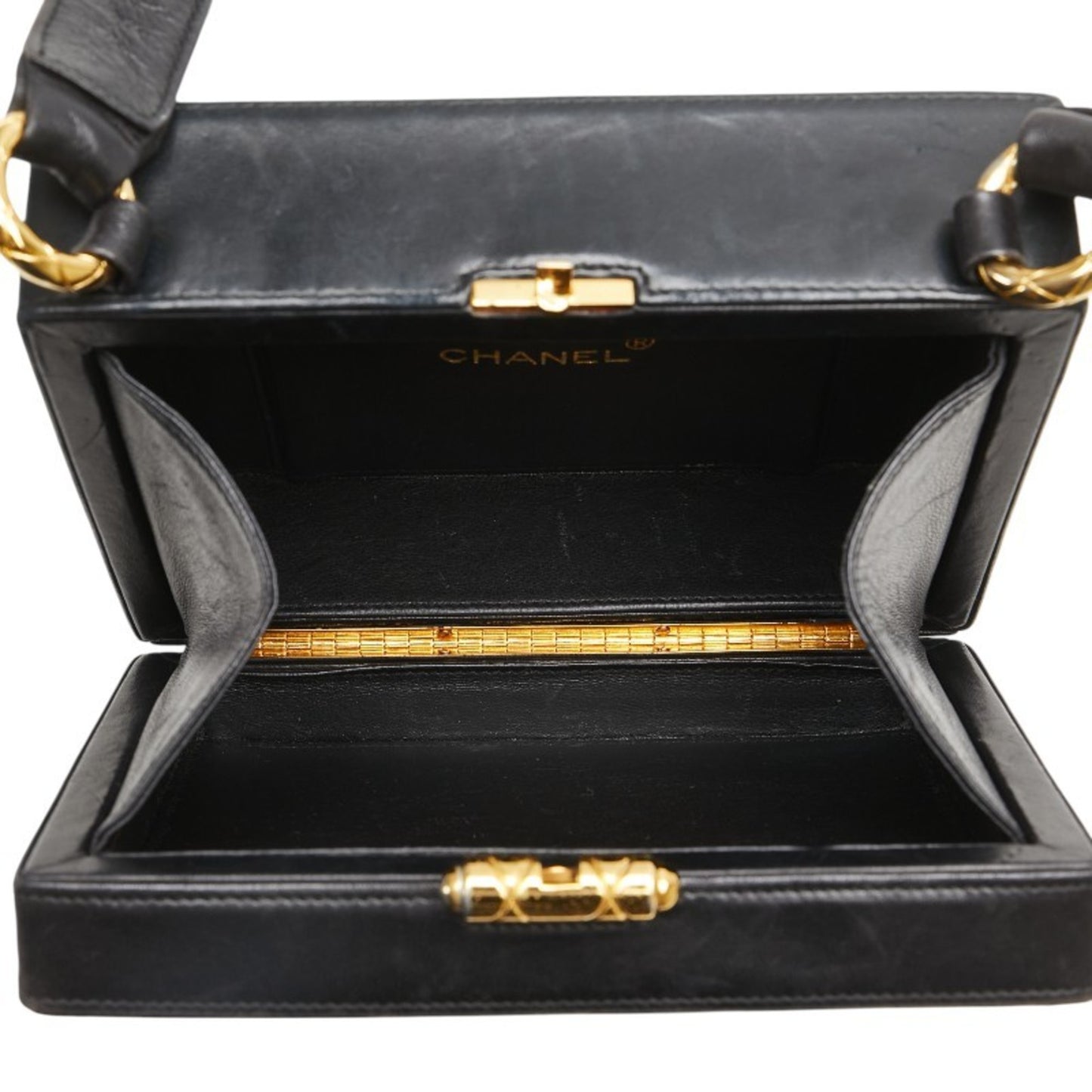 Chanel Chevron V-Stitch Shoulder Bag In Black Lambskin