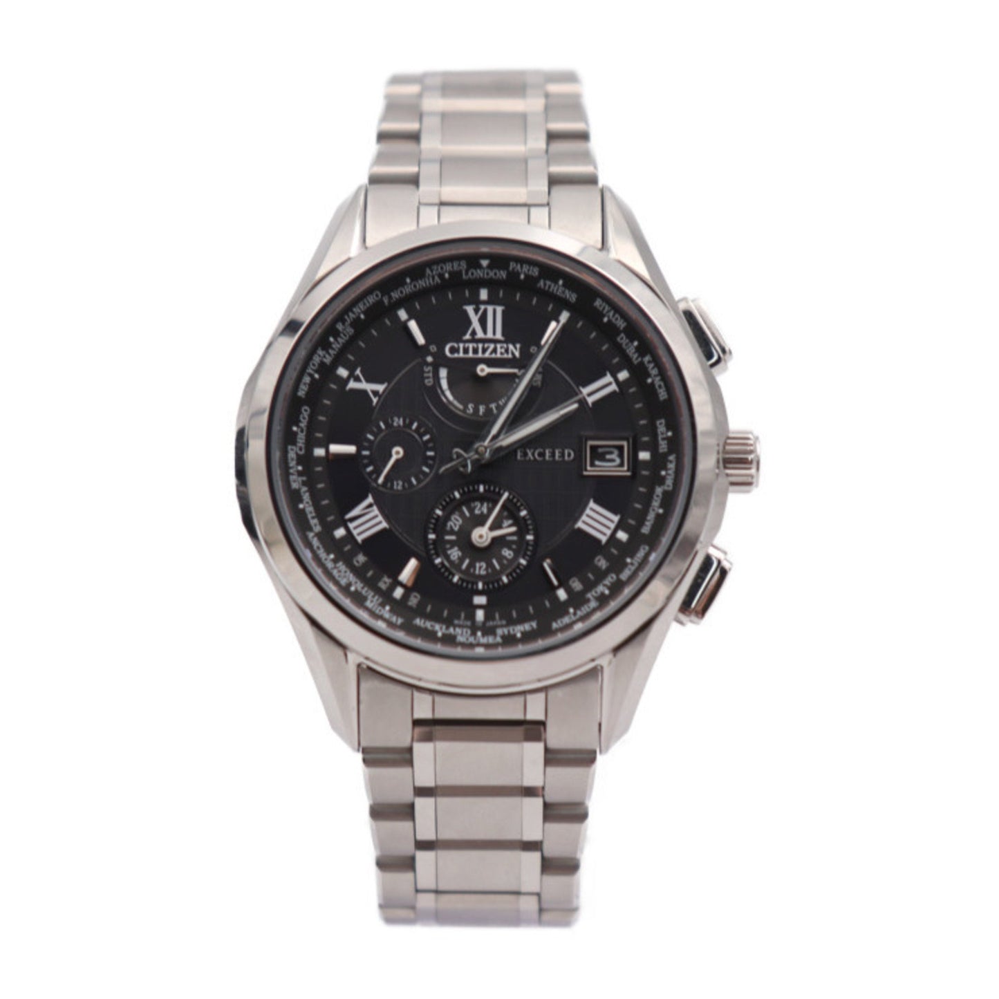 Citizen Citizen Exceed Exceed Watch H820-T023916 Titanium Silver Black Dial Eco Drive Solar Radio