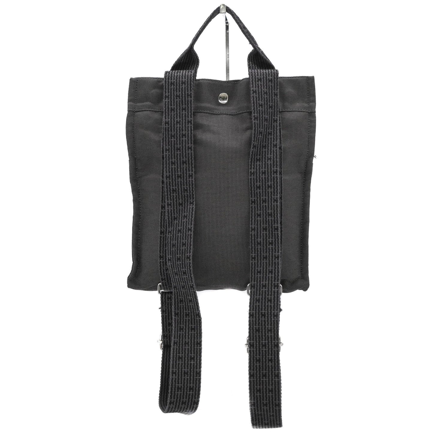 Hermes Air Line Ad Pm Canvas Tote Bag/Backpack In Gray/Black Nylon