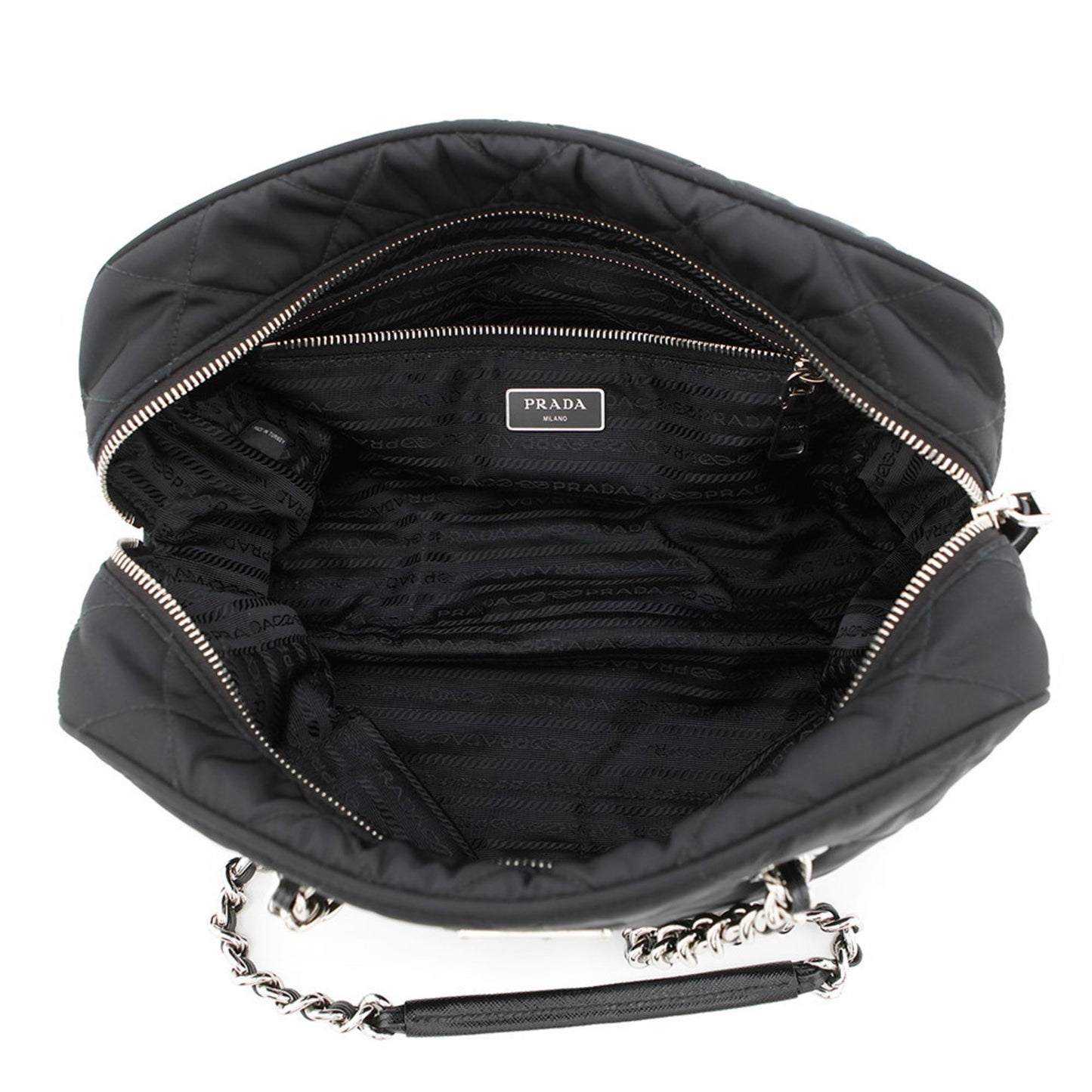 Prada Chain Shoulder Bag In Quilted Nylon