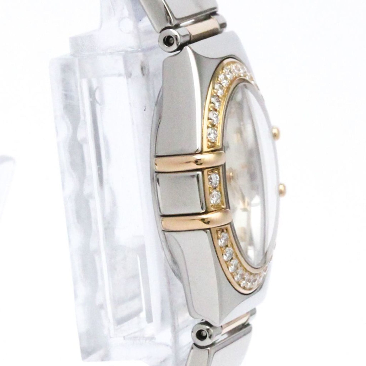 Omega Constellation Diamond Mop 18K Pink Gold Steel Watch 1368.71 Polished