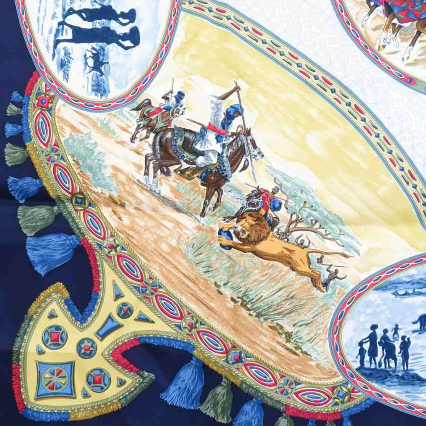 Hermes Hermes Scarf Carre 90 Silk Navy Multicolor