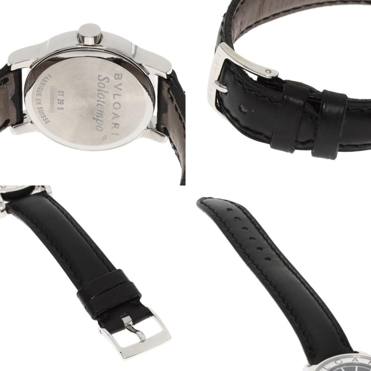 Bvlgari St29S Solotempo Watch Stainless Steel Leather