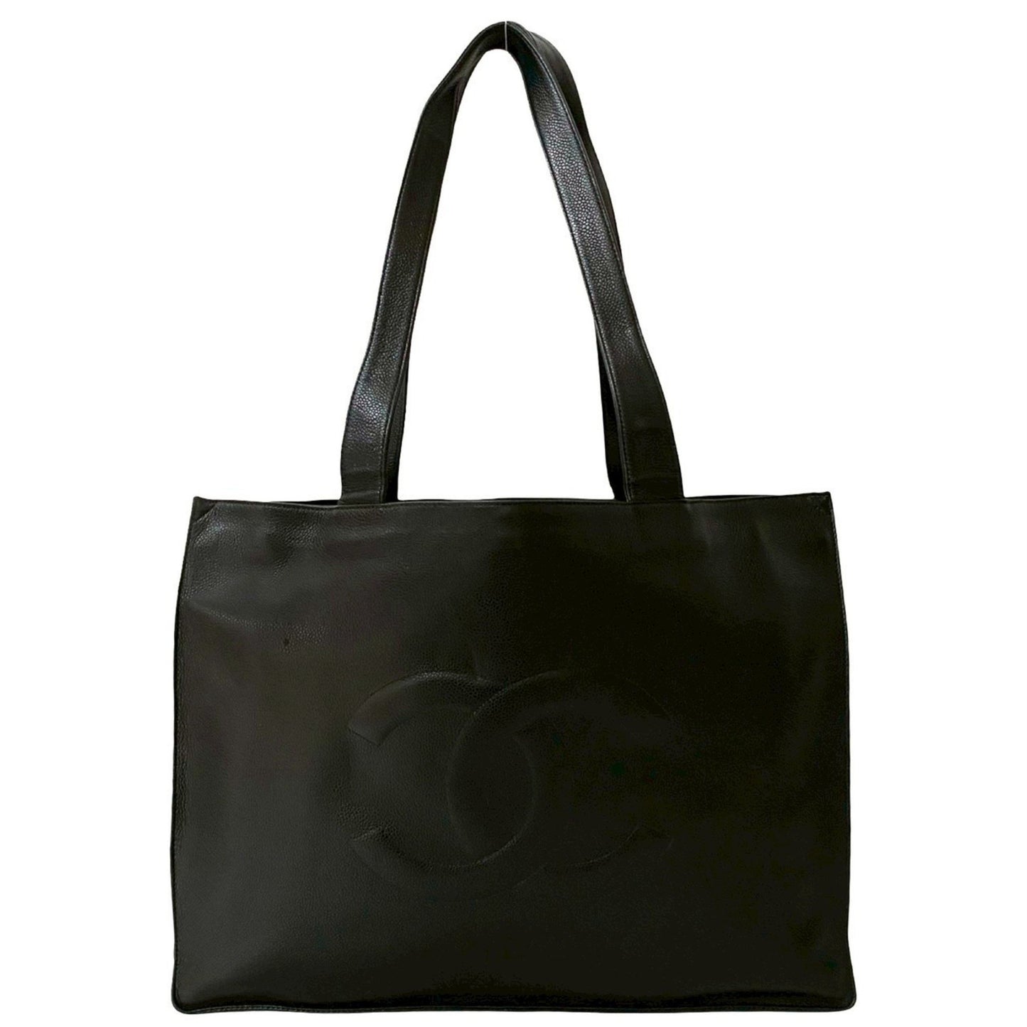 Chanel Deka Coco Mark Matte Caviar Leather Tote Bag/Semi Shoulder Bag Black 31287
