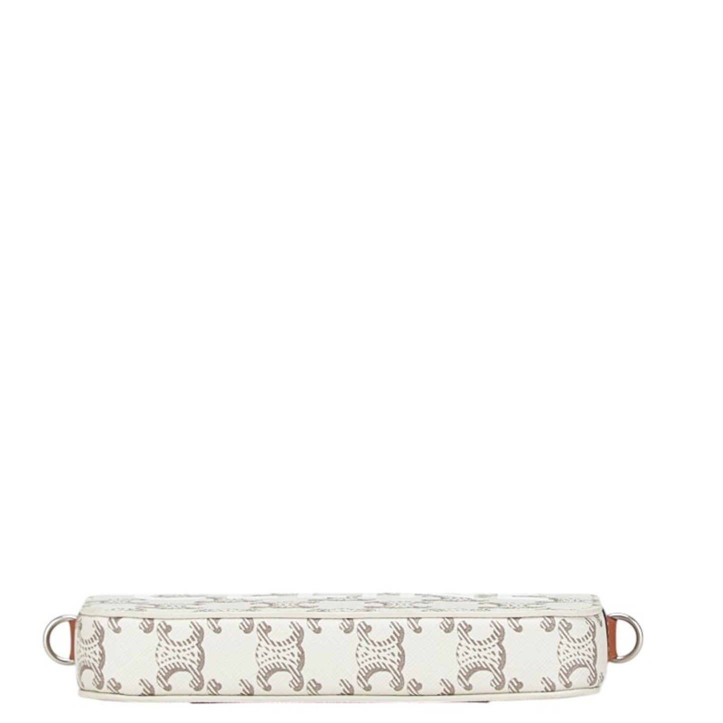 Celine Triomphe Horizontal Pouch Shoulder Bag White Brown Pvc Leather