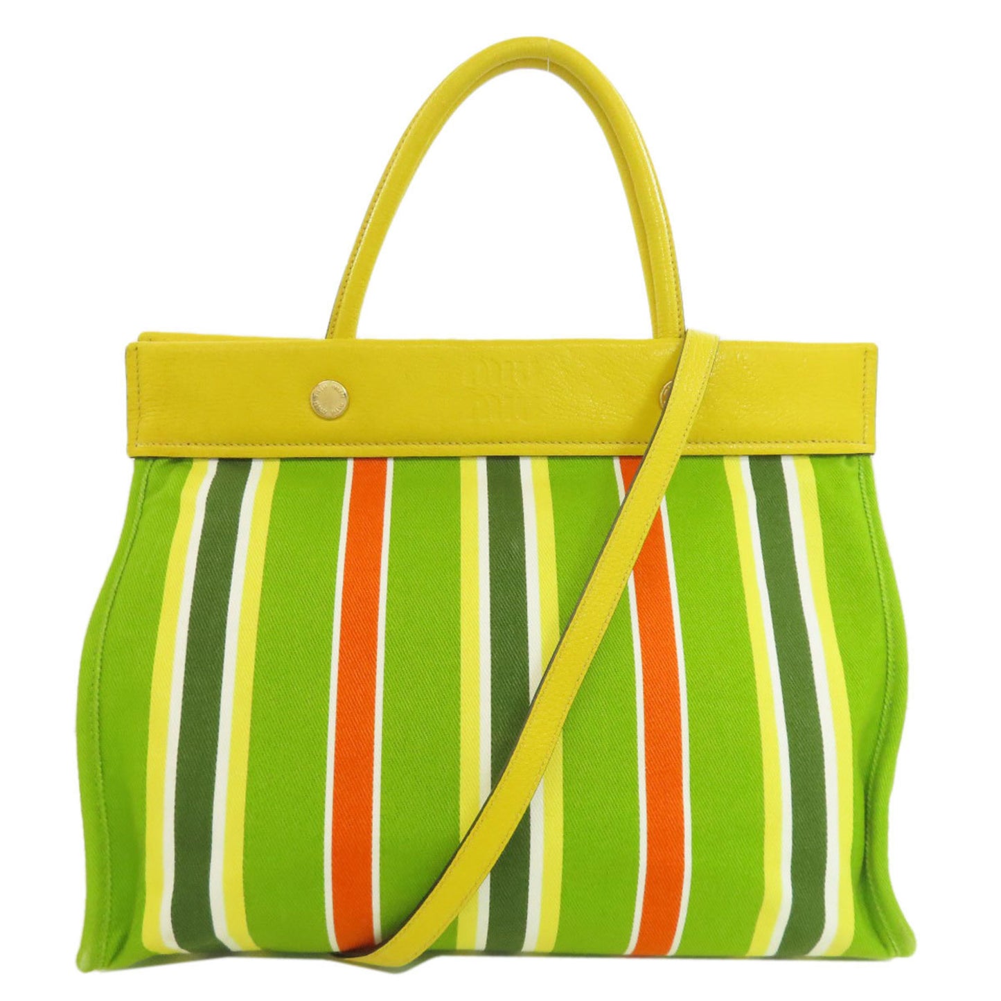 Miu Miu Miu Striped Tote Bag Canvas