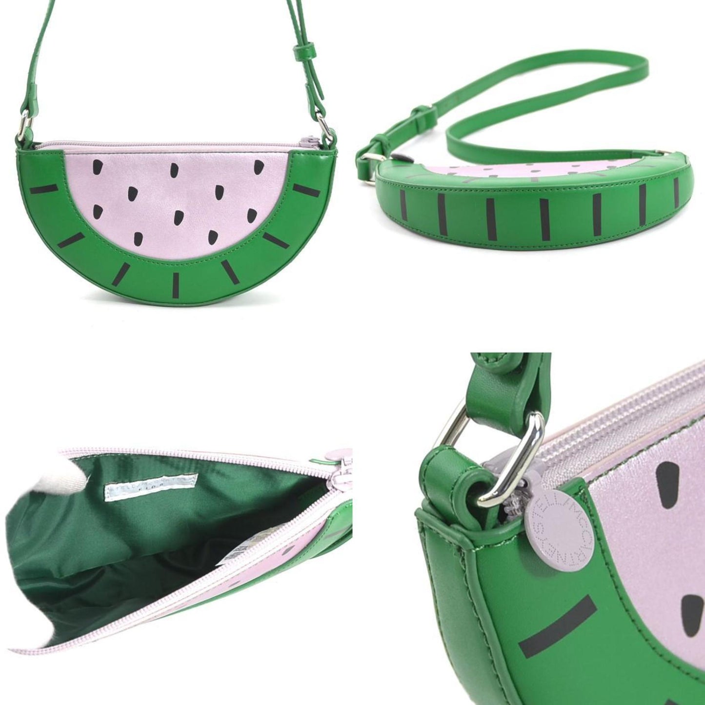 Stella Mccartney Shoulder Bag Watermelon Leather Green X Pink Black Kids H30795I