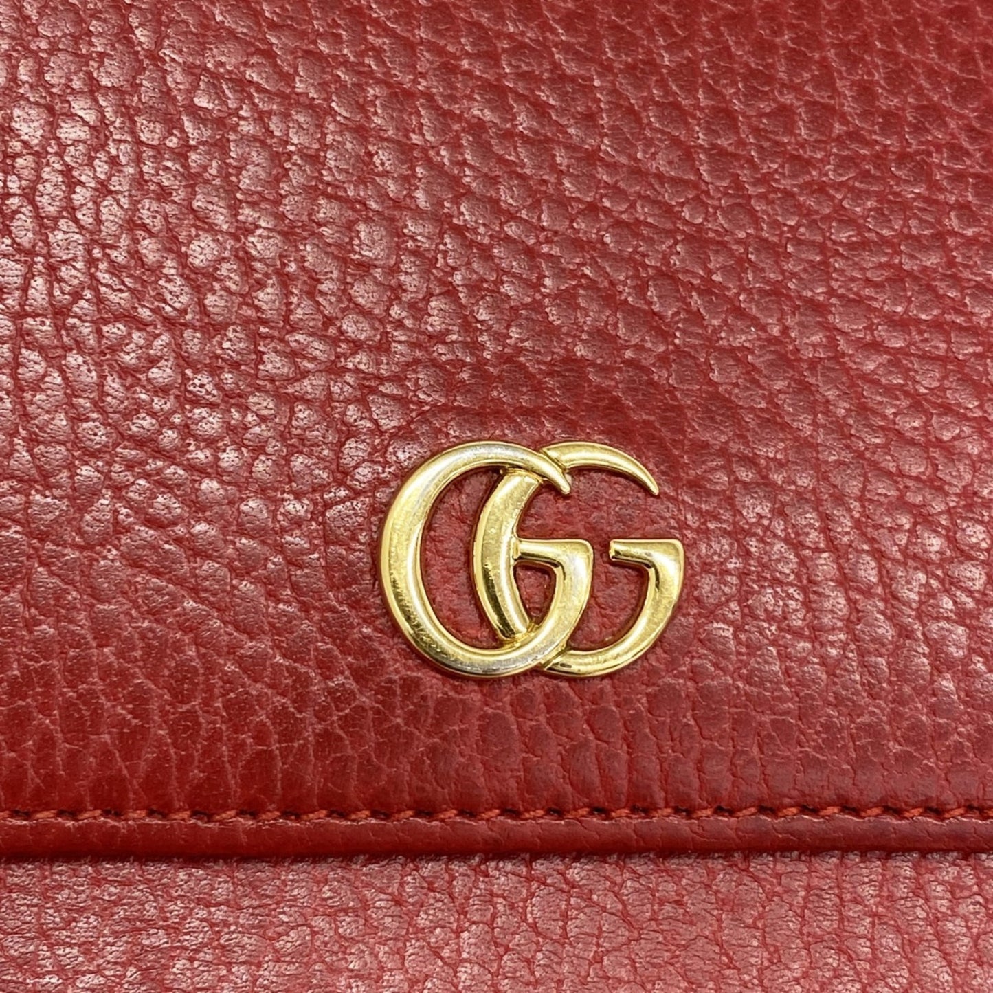 Gucci Gg Marmont Long Wallet 456116 Leather Red