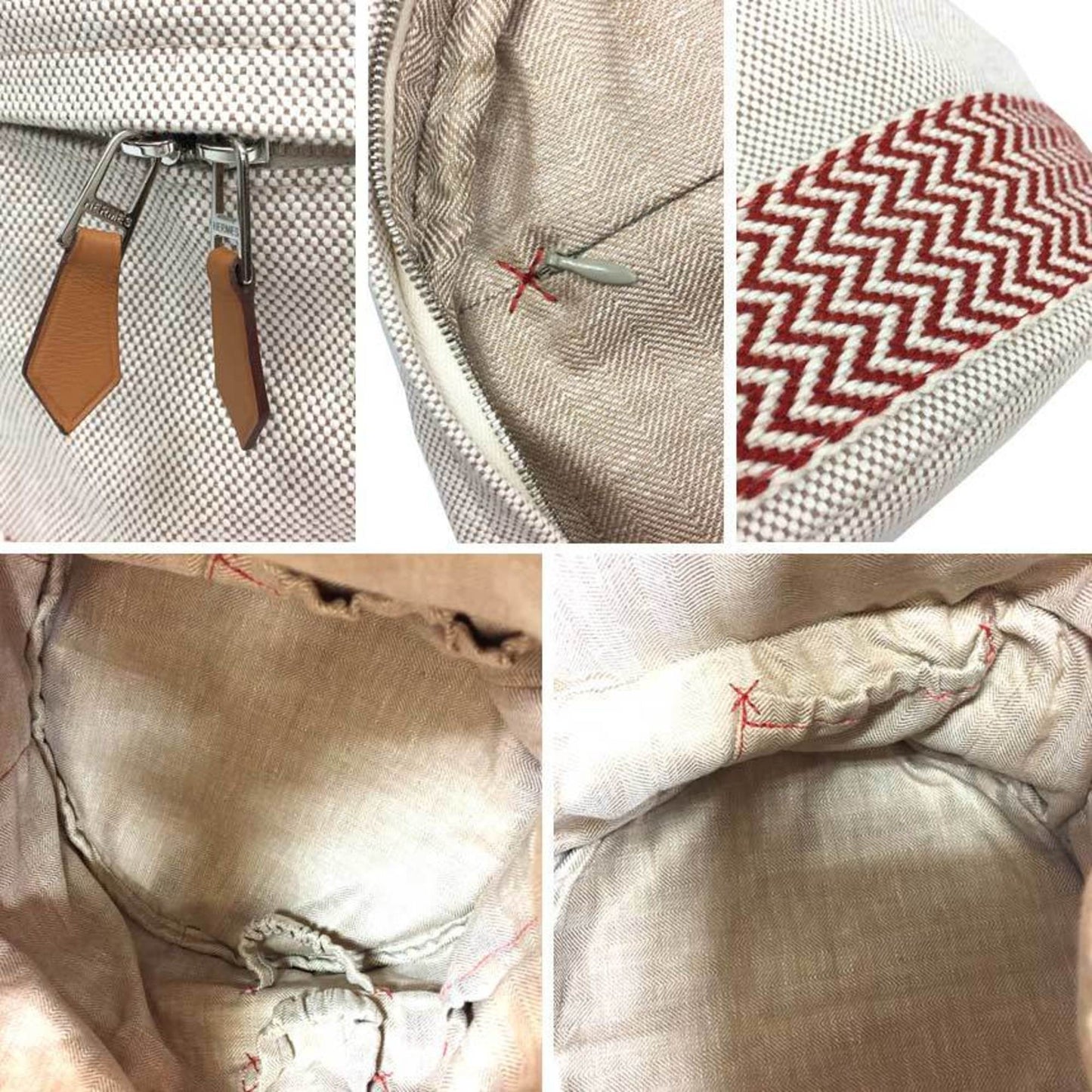 Hermes Hermes Vanity Bag Pouch Pile Toile H Natural X Red