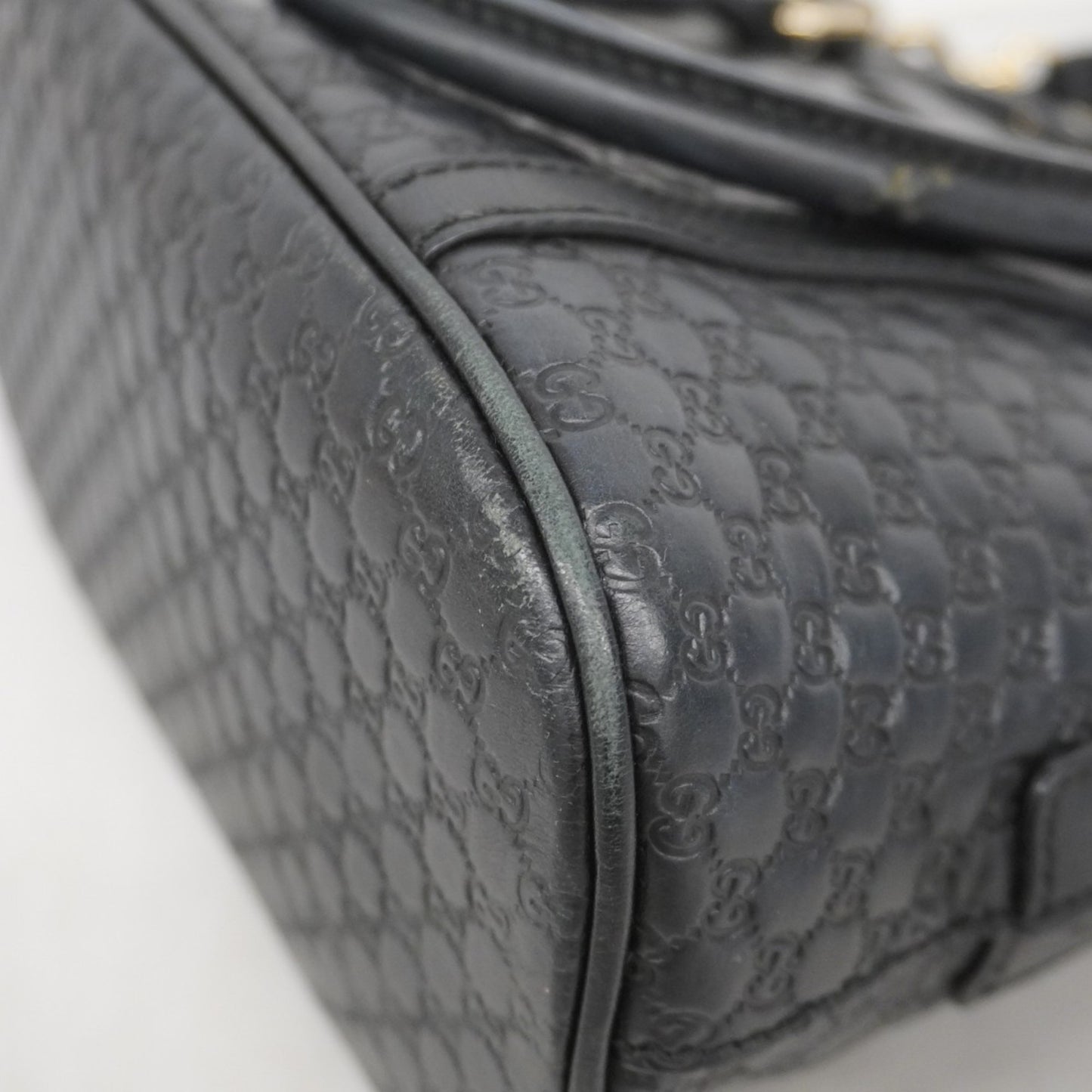 Gucci Micro Guccissima Handbag 449654 Leather Black Champagne