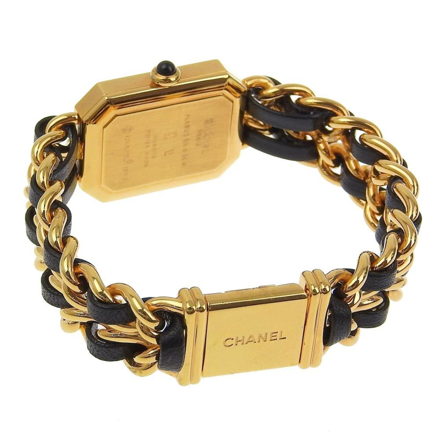 Chanel Chanel Premiere S Watch H0001 Gold-Plated X Leather Quartz Analog Display Black Dial