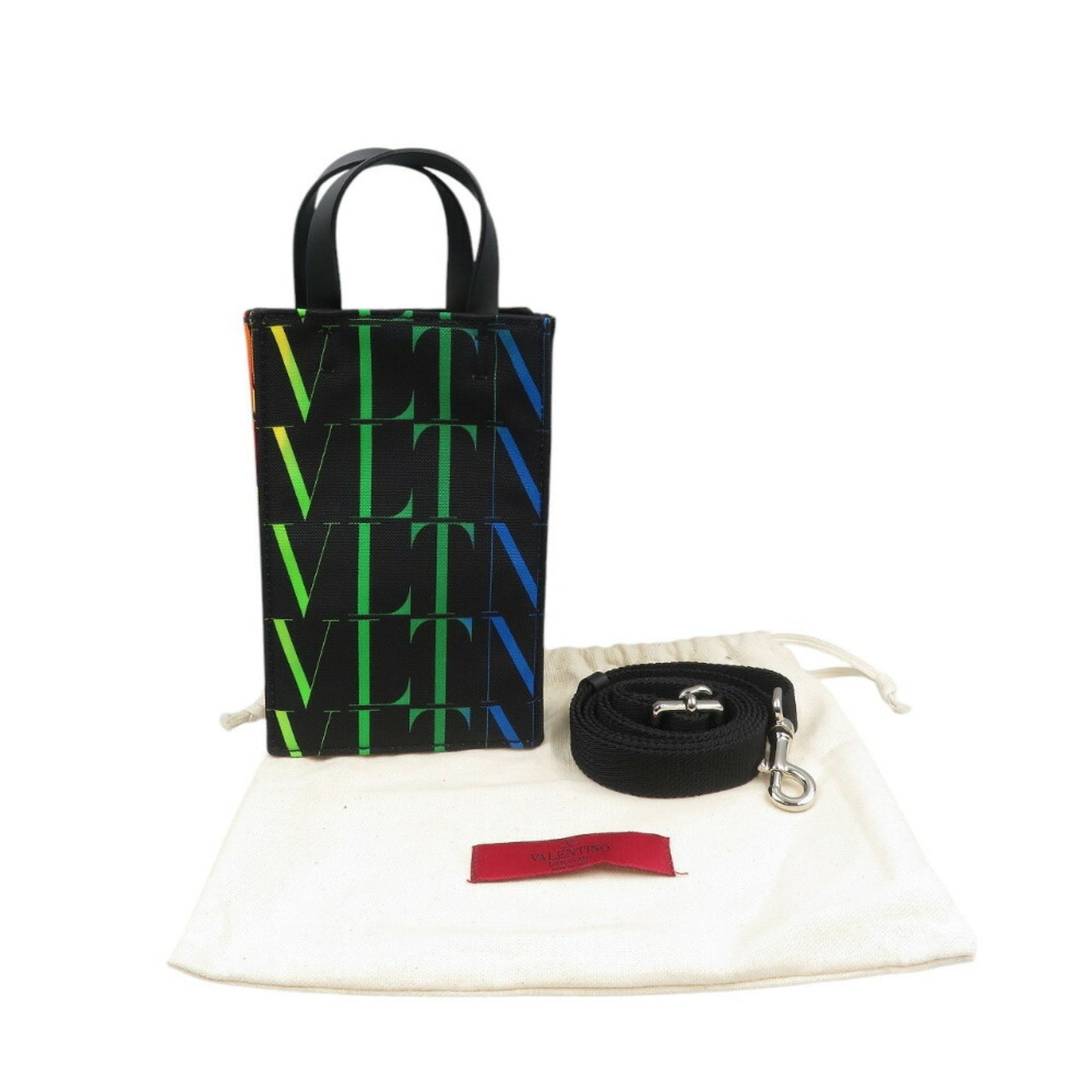Unused Valentino Garavani Canvas Black Multicolor Shoulder Bag 0376Valentino Garavani