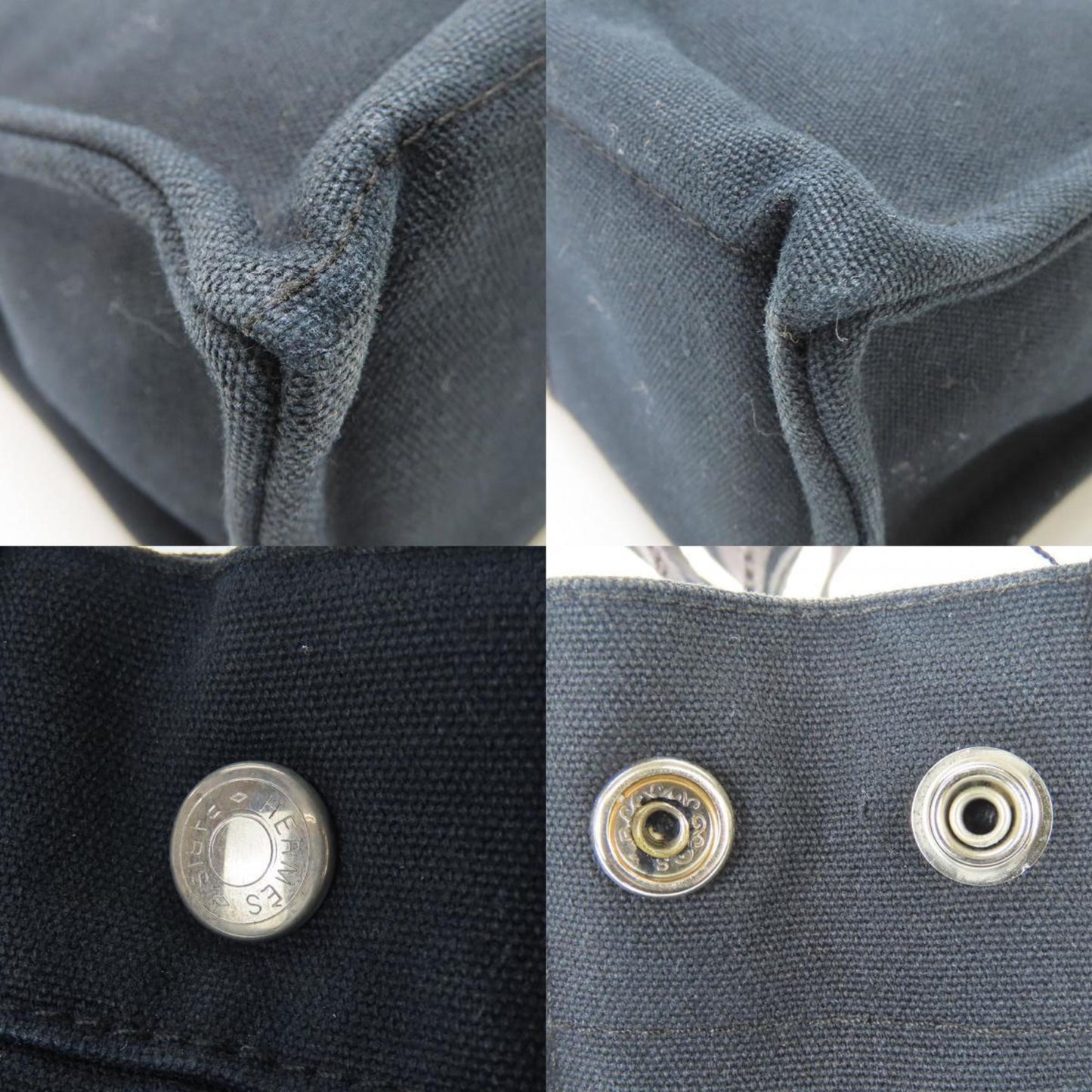 Hermes Handbag Foult Pm Canvas Black Grey